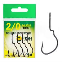 Крючок офсетный FS DOUBLE LOCK WORM, №2/0, покрытие BN (4 шт)