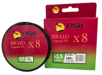 Плетёный шнур из 8-ми нитей, FISH CRYSTAL 5-ти цветный, 0.20 мм, 150м, 13 кг