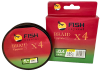 Плетёный шнур из 4-х нитей, FISH CRYSTAL жёлтый, 0.08мм, 150м, 3,6кг