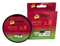 Плетёный шнур из 8-ми нитей, FISH CRYSTAL зелёный, 0.14мм, 150м, 8 кг