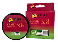 Плетёный шнур из 8-ми нитей, FISH CRYSTAL зелёный, 0.18мм, 150м, 11кг