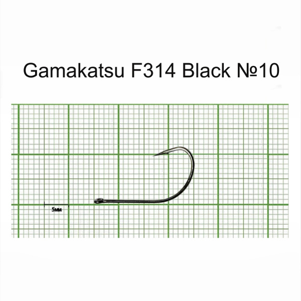 Крючки Gamakatsu F314 HOOKS BLACK разм. 10 25шт. Крючки Gamakatsu F314 HOOKS BLACK разм. 10 25шт.