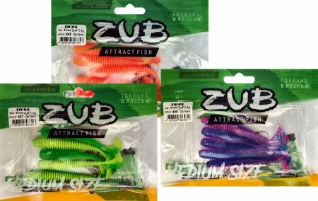 Приманка ZUB-SWING  87мм(3,4")-5шт, (цвет 035) красный верх-зеленый низ