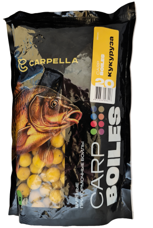 Бойлы CARPELLA Прикормочные Вареные 1кг, 20мм Кукуруза