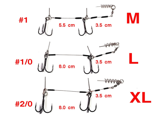 Оснастка HITFISH STINGER RIG #M оснащ. тройниками #1 нагр. 20kg дл. 3.5+5,5cm