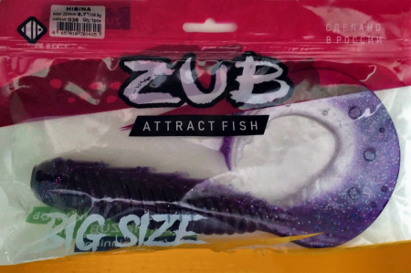 Приманка ZUB-HIBINA 220мм(8,7")-1шт, (цвет 036) фиолетовый верх-натурал низ