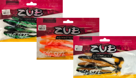 Приманка ZUB-IZI 165мм(6,5")-4шт, (цвет 036) фиолетовый верх - натурал низ