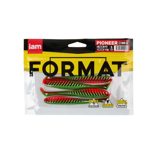 Силиконовая приманка FORMAT PIONEER 100mm (5шт.) цвет F17 Силиконовая приманка FORMAT PIONEER 100mm (5шт.) цвет F17