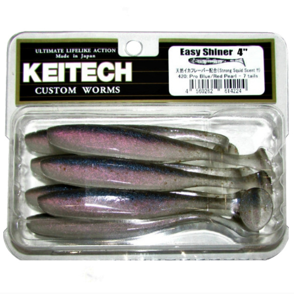 Приманка силиконовая Keitech Easy Shiner 4" #420 Pro Blue Red Pearl