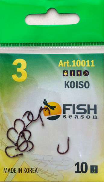 Крючок KOISO-RING №3 с ушком, покрытие BN (10 шт) Крючок KOISO-RING №3 с ушком, покрытие BN (10 шт)