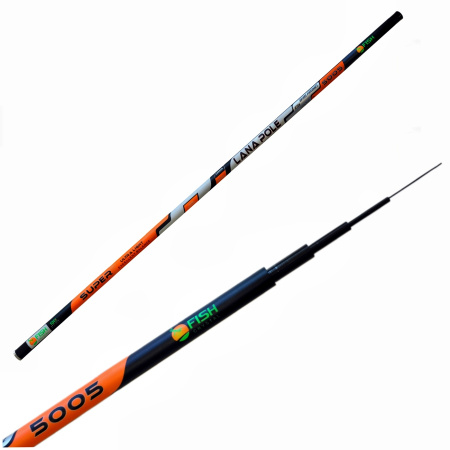 Удилище телескопическое без колец (маховое) "LANA POLE" FISH CRYSTAL , длина 5 м (до 28Gr)