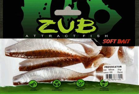 Приманка ZUB-PROVOCATOR 145мм(5,7")-5шт, (цвет 031) карамель верх-натурал низ