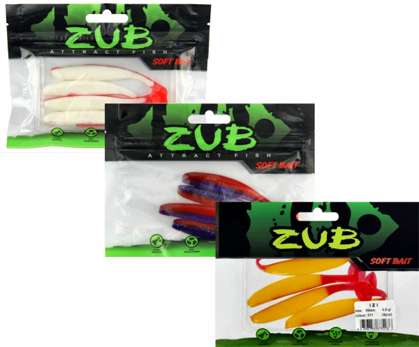 Приманка ZUB-IZI  99мм(4")-4шт, (Цвет 405) желтый верх - оранжевый низ