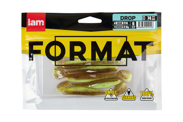Силиконовая приманка FORMAT DROP  74mm (6шт.) цвет F14n Силиконовая приманка FORMAT DROP  74mm (6шт.) цвет F14n