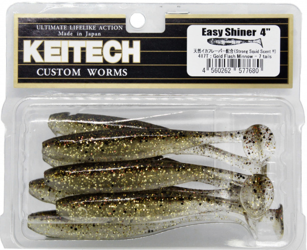 Приманка силиконовая Keitech Easy Shiner 4" #417 Gold Flash Minnow