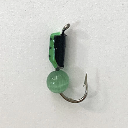 Столбик Кошачий глаз 3,0 мм на крючке ЗЕЛЕНО-ЧЕРНЫЙ