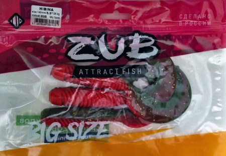 Приманка ZUB-HIBINA 140мм(5,5")-3шт, (цвет 035) красный верх-зеленый низ