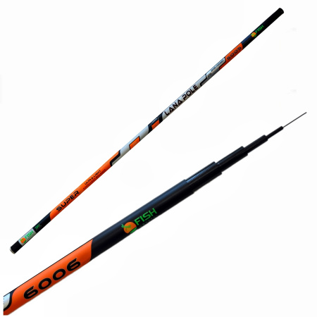 Удилище телескопическое без колец (маховое) "LANA POLE" FISH CRYSTAL , длина 6 м (до 28Gr)