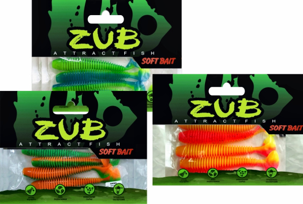 Приманка ZUB-SWING  99мм(4")-4шт, (цвет 505) зеленый с блестками