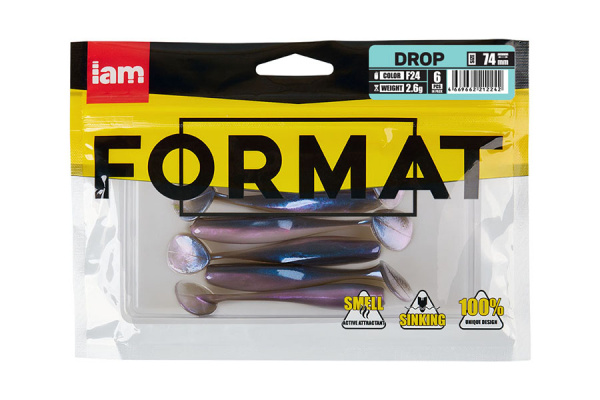 Силиконовая приманка FORMAT DROP  74mm (6шт.) цвет F24 Силиконовая приманка FORMAT DROP  74mm (6шт.) цвет F24