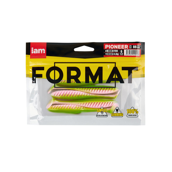 Силиконовая приманка FORMAT PIONEER 88mm (6шт.) цвет F08 Силиконовая приманка FORMAT PIONEER 88mm (6шт.) цвет F08