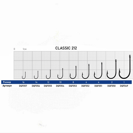 Крючок Dunaev Classic 212 #12 (упак. 9 шт)