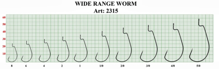 Крючок (офсет) WIDE RANGE WORM, №2, покрытие BN (5 шт)