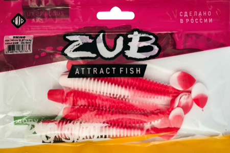 Приманка ZUB-SWING 140мм(5,5")-5шт, (цвет 039) красный верх-белый низ