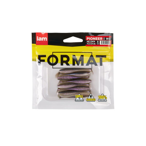 Силиконовая приманка FORMAT PIONEER 50mm (8шт.) цвет F24 Силиконовая приманка FORMAT PIONEER 50mm (8шт.) цвет F24