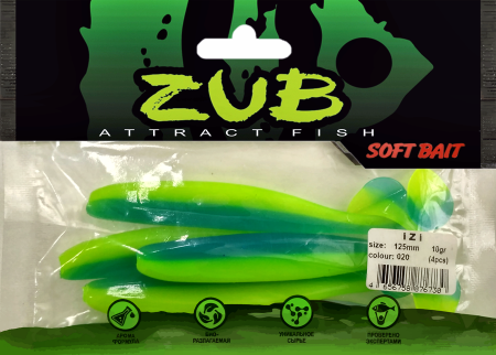 Приманка ZUB-IZI 125мм(4,8")-5шт, (цвет 020) синий верх - желтый низ Приманка ZUB-IZI 125мм(4,8")-5шт, (цвет 020) синий верх - желтый низ