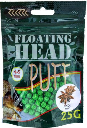 Плавающая насадка PUFF воздушное тесто 4-5 мм.АНИС зелёный