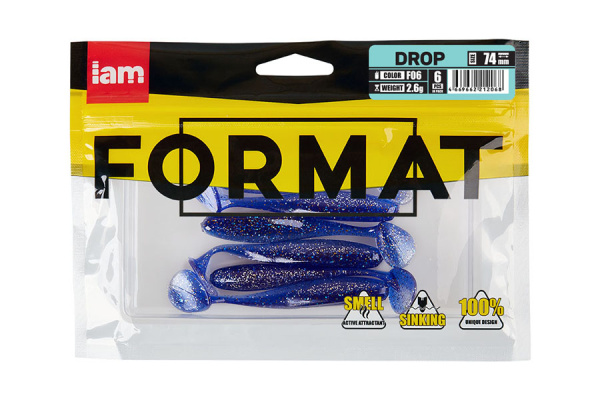 Силиконовая приманка FORMAT DROP  74mm (6шт.) цвет F06 Силиконовая приманка FORMAT DROP  74mm (6шт.) цвет F06