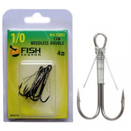 Крючок ДВОЙНОЙ незацепляйка, №1/0, покрытие BN (уп.4 шт)