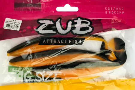 Приманка ZUB-IZI 208мм(8,2")-3шт, (цвет 034) черный верх - оранжевый низ