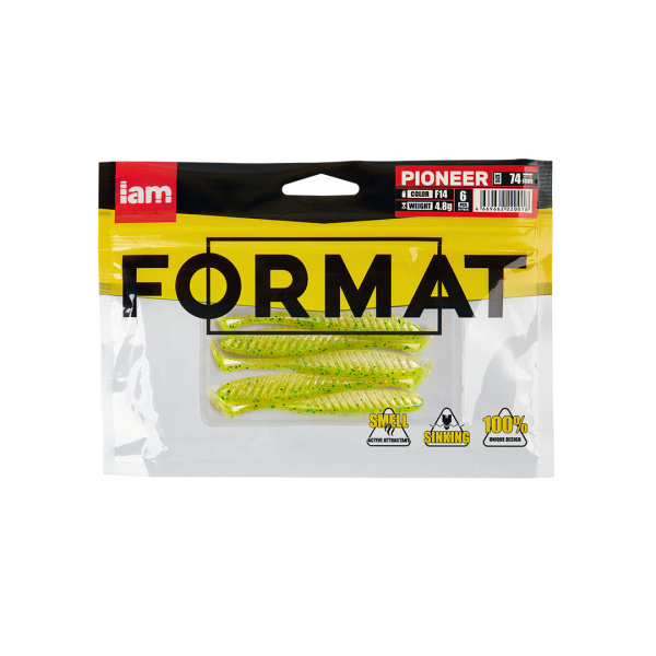 Силиконовая приманка FORMAT PIONEER 74mm (6шт.) цвет F14 Силиконовая приманка FORMAT PIONEER 74mm (6шт.) цвет F14