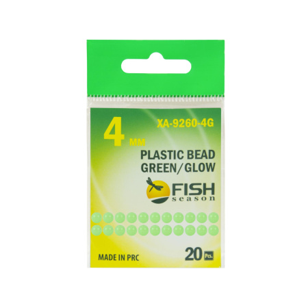 Бусина пластиковая, диам. 6 мм., зелёная со светонакопителем (упак. 20 шт.)