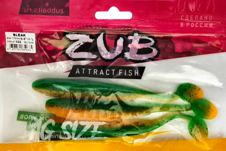 Приманка ZUB-BLEAK 175мм(6.9")-3шт, (цвет 022) зеленый верх -оранжевый низ