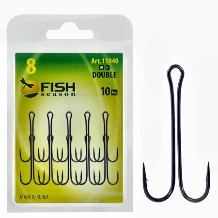 Крючок ДВОЙНОЙ с длинным цевьем, №4/0, покрытие BN (уп. 4 шт.)