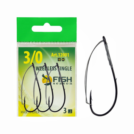 Крючок незацепляйка FS WEEDLESS SINGLE №1/0, (упак. 3 шт)