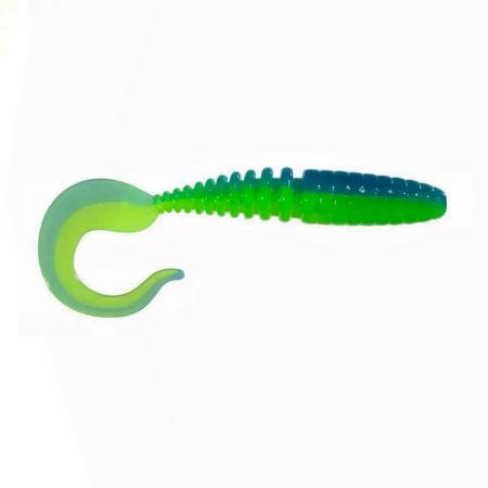 Приманка ZUB-TWIST 100мм(4")-4шт, (цвет 020) синий верх - желтый низ