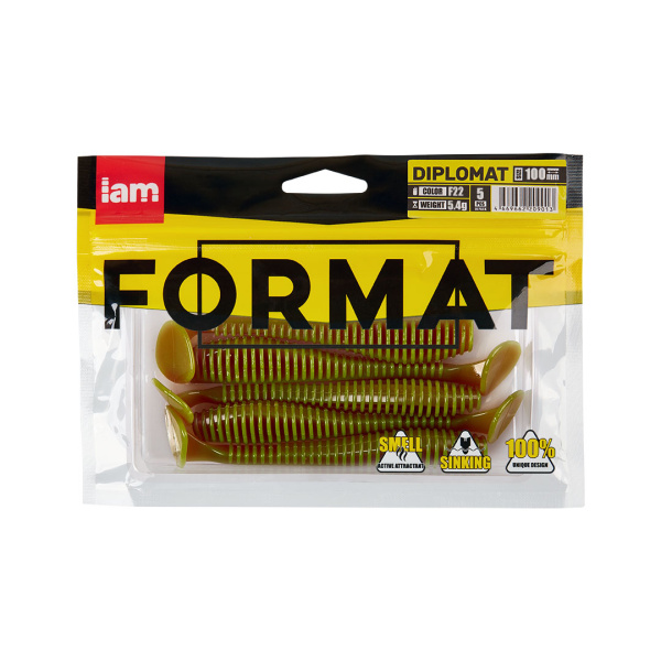 Силиконовая приманка FORMAT DIPLOMAT 100mm (5шт.) цвет F22 Силиконовая приманка FORMAT DIPLOMAT 100mm (5шт.) цвет F22