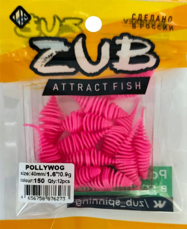 Приманка ZUB-POLLYWOG 40мм(1,5")-12шт, (цвет 150) розовый
