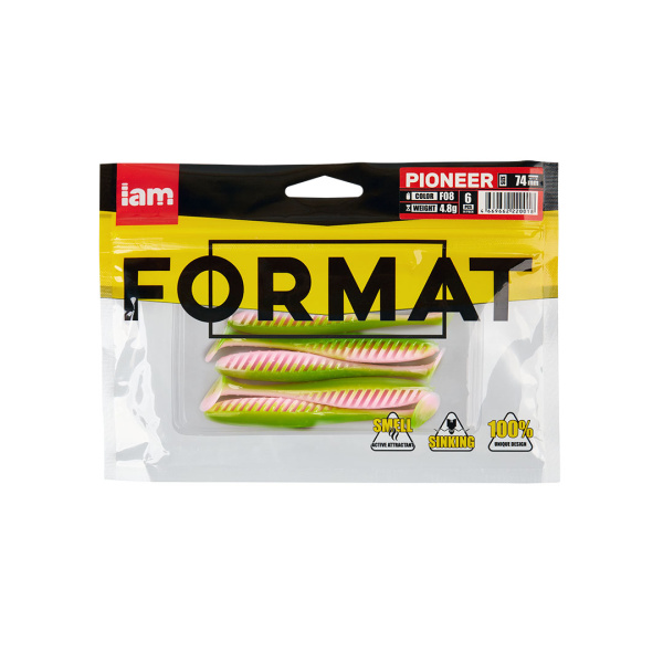 Силиконовая приманка FORMAT PIONEER 74mm (6шт.) цвет F08 Силиконовая приманка FORMAT PIONEER 74mm (6шт.) цвет F08