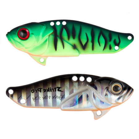 Блесна-Цикада Strike Pro Cyber Vibe 40, 40 мм, 6,6 гр, цвет: Double Black Silver OB/Mat Tiger, (JG-0