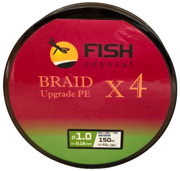 Плетёный шнур из 4-х нитей FISH CRYSTAL, 5-ти цветный, 0.16мм, 150м, 8 кг