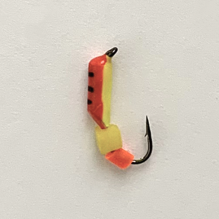 Столбик Сырный кубик 2,0 мм на крючке КРАСНО-ЖЕЛТЫЙ 