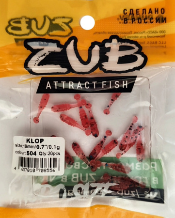 Приманка ZUB-KLOP 19мм(0,7")-20шт, (цвет 504) красный с блестками