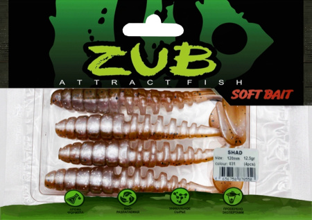 Приманка ZUB-SHAD 120мм-4шт, (цвет 031) натурал-карамельный