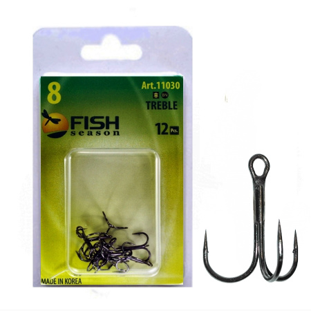 Крючок ТРОЙНОЙ с круглым поддевом, №1, покрытие RED (уп. 6 шт.)