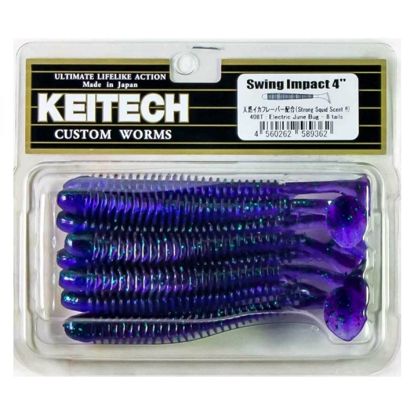 Приманка силиконовая Keitech Swing Impact 4" #408 Electric June Bug